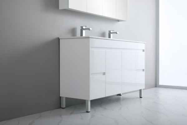 900-1800*460mm Bathroom Vanity Standard PVC Gloss White Freestanding With Kickboard Vanity