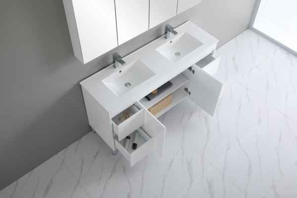 900-1800*460mm Bathroom Vanity Standard PVC Gloss White Freestanding With Kickboard Vanity