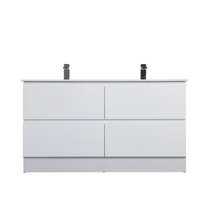 600-1500*460*880mm Poseidon Riva White Bathroom Freestanding Vanity With Kickboard