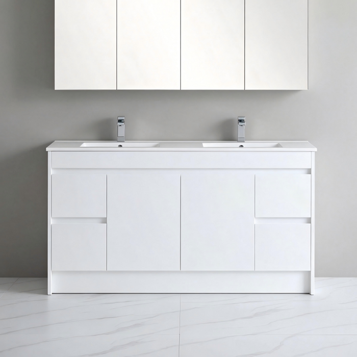 900-1800*460*880mm Standard PVC Gloss White Freestanding Vanity With Kickboard