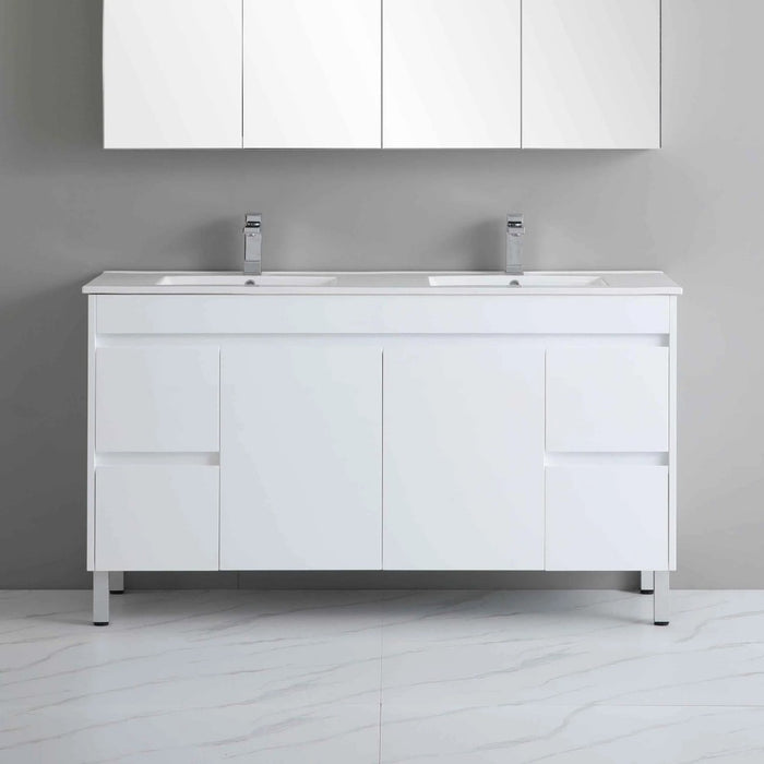 900-1800*460*880mm Poseidon Standard Gloss White PVC Freestanding Vanity With Legs
