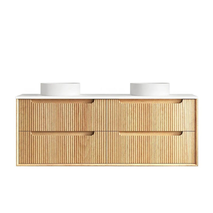 600-1800*460*550mm OTTI Byron Woodland Oak Timbergrain Fluted Bathroom Wall Hung Vanity
