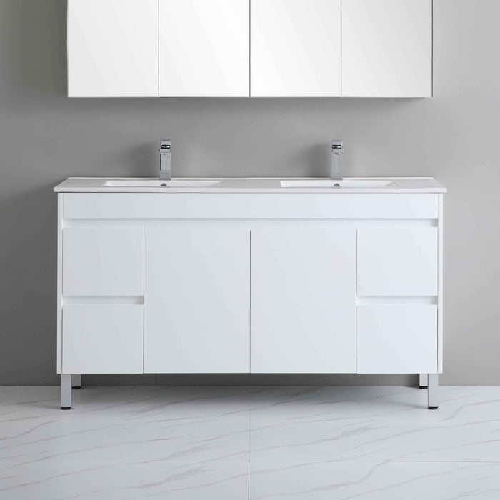 900-1800*460mm Bathroom Vanity Standard PVC Gloss White Freestanding With Legs Vanity
