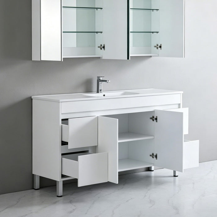 900-1800*460*880mm Poseidon Standard Gloss White PVC Freestanding Vanity With Legs