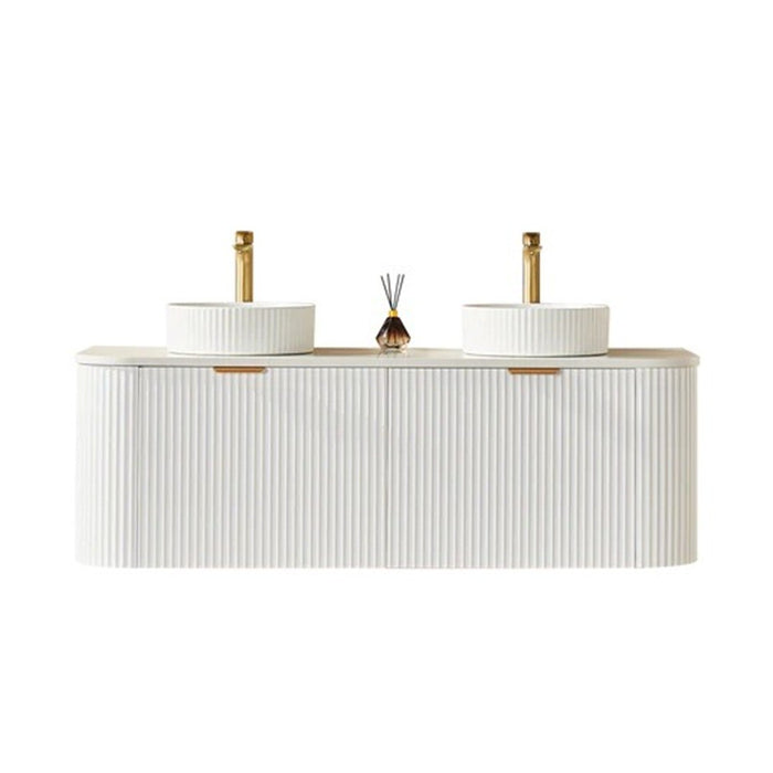 600-1800*500*470mm Poseidon Avalon Matt White PVC Fluted Wall Hung Bathroom Vanity