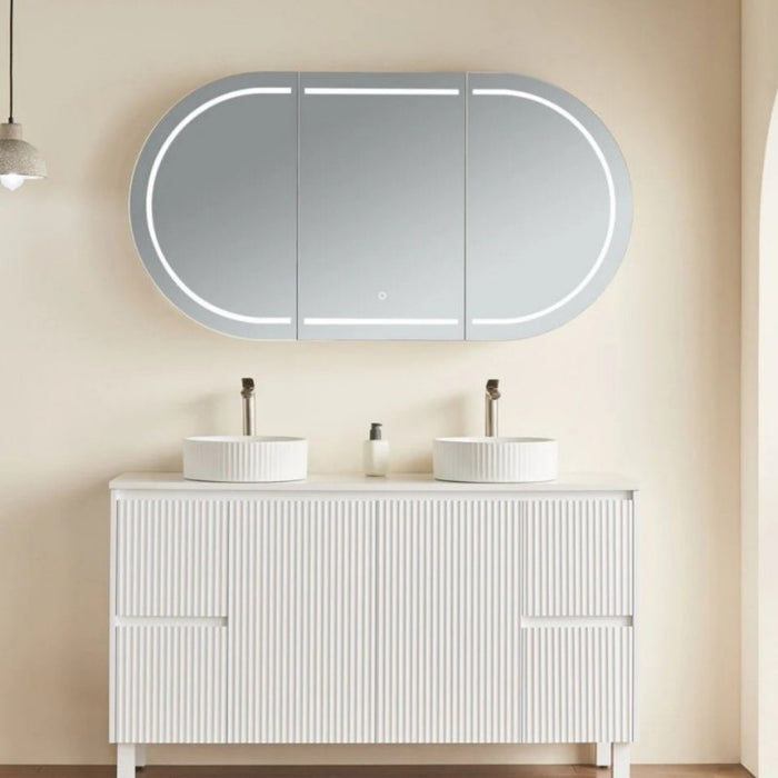 900/1200/1500mm Poseidon LED Olivia Oval Copper-free Polyurethane Shaving Cabinet