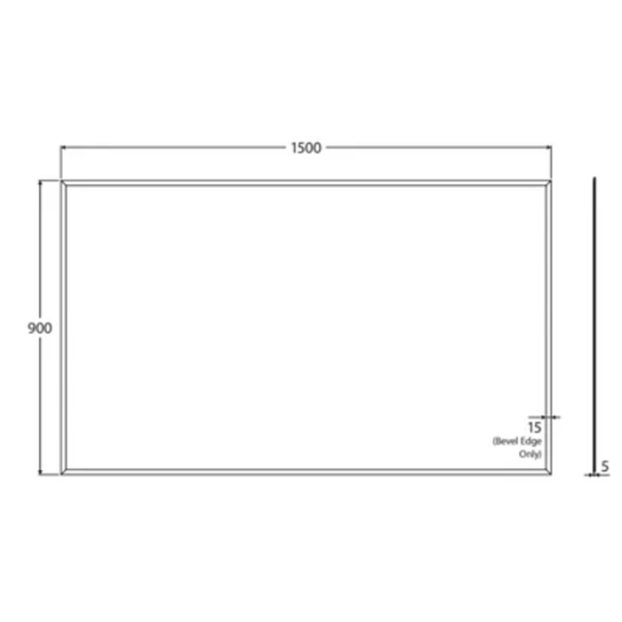 600-1800*900*5mm Fienza Frameless Copper-free Glass Rectangle Pencil Edge Glue-On Mirror