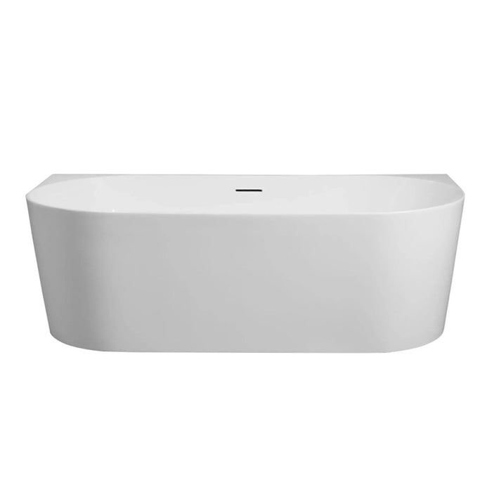 1200/1400/1500/1700mm Mercio Musen Gloss White Oval Ultra-Thin Back To Wall Bathtub