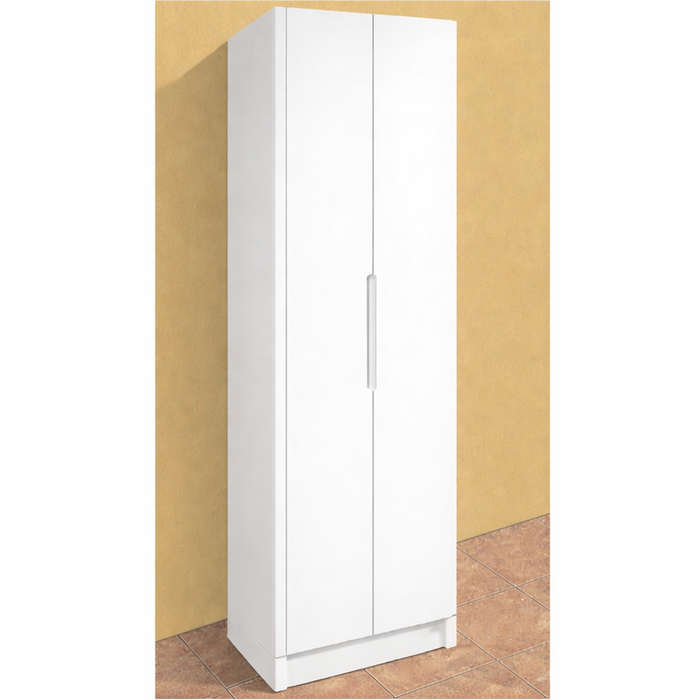 600*598*2200mm Polyurethane Pantry White Cabinet Finger Pull Two door