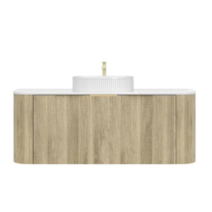 600-1500*500*470mm Poseidon CETO Artis Classic Oak PVC With Inner Drawer Fluted Curved Wall Hung Vanity