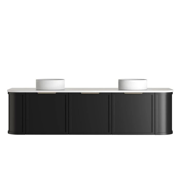 600-1800*452*450mm OTTI Hampshire Stain Black High Moisture Resistant Plywood Curve Wall Hung Vanity
