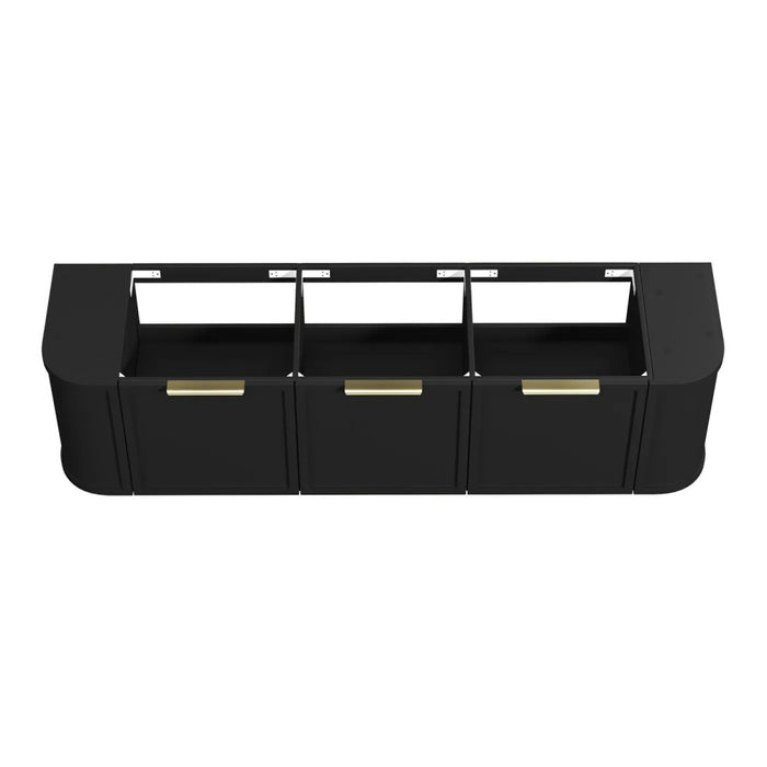 600-1800*452*450mm OTTI Hampshire Stain Black High Moisture Resistant Plywood Curve Wall Hung Vanity