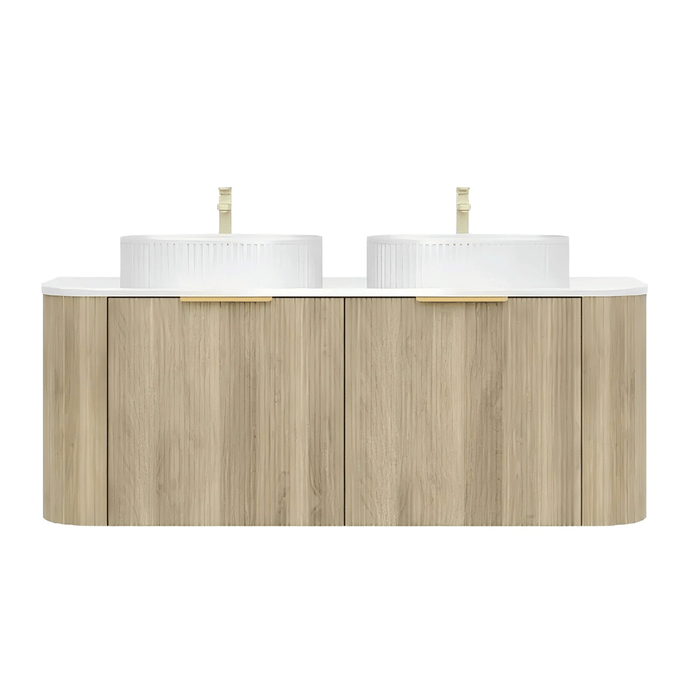 600-1800*500*470mm Poseidon CETO Artis Classic Oak PVC With Inner Drawer Fluted Curved Wall Hung Vanity