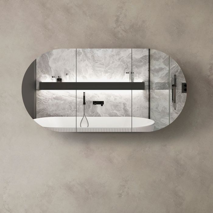 900-1800mm Otti Bondi Oval Curved Moisture Resistant Plywood Shaving Cabinet