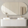 1800*460*450mm OTTI Bondi Stain White High Moisture Resistant Plywood Curve Fluted Bathroom Cabinet Wall Hung Vanity - HD reno