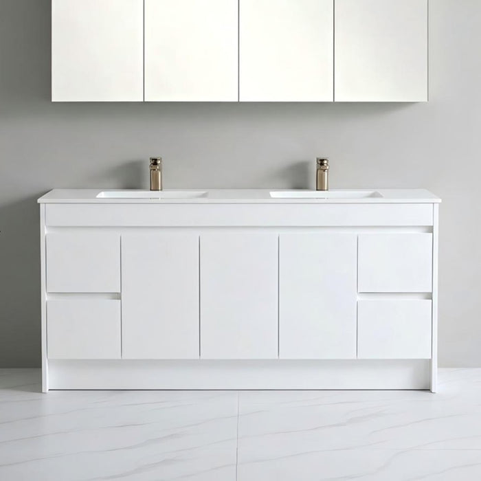 900-1800*460*880mm Standard PVC Gloss White Freestanding Vanity With Kickboard