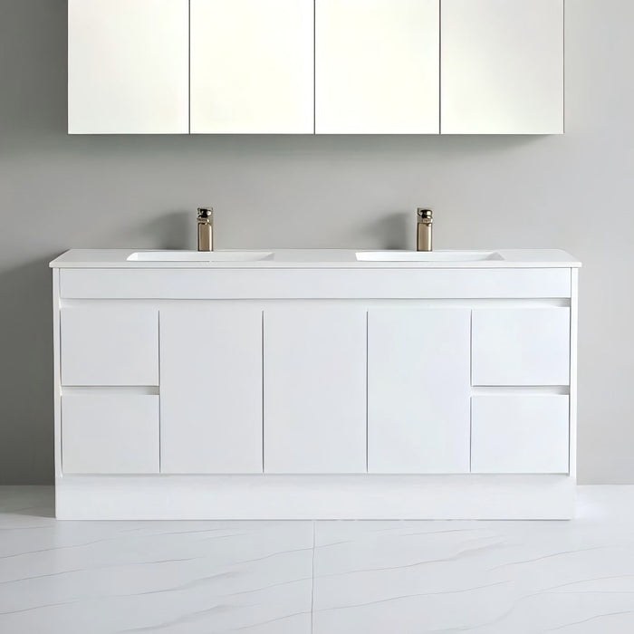 900-1800*460*880mm Standard PVC Gloss White Freestanding Vanity With Kickboard