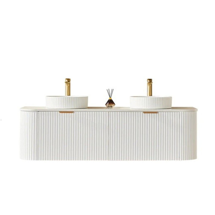 600-1800*500*470mm Poseidon Avalon Matt White PVC Fluted Wall Hung Bathroom Vanity