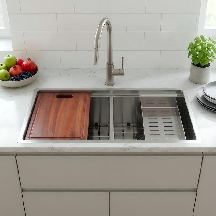 840*450*255mm Sunny Rectangle Double Bowl Kitchen Sink With Full Accessories