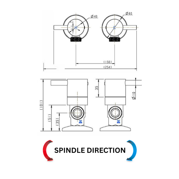 Modernnational 1/4 Turn Round Washing Machine Stops