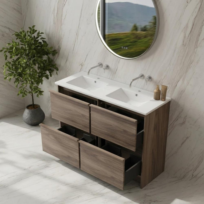 600-1500*455*830mm Mercio Bella Notaio Walnut Freestanding Vanity