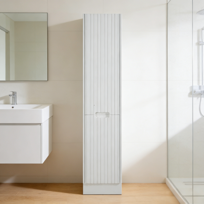 1800*410*410mm Lisa Matt White/Black Fluted Tall Boy Cabinet
