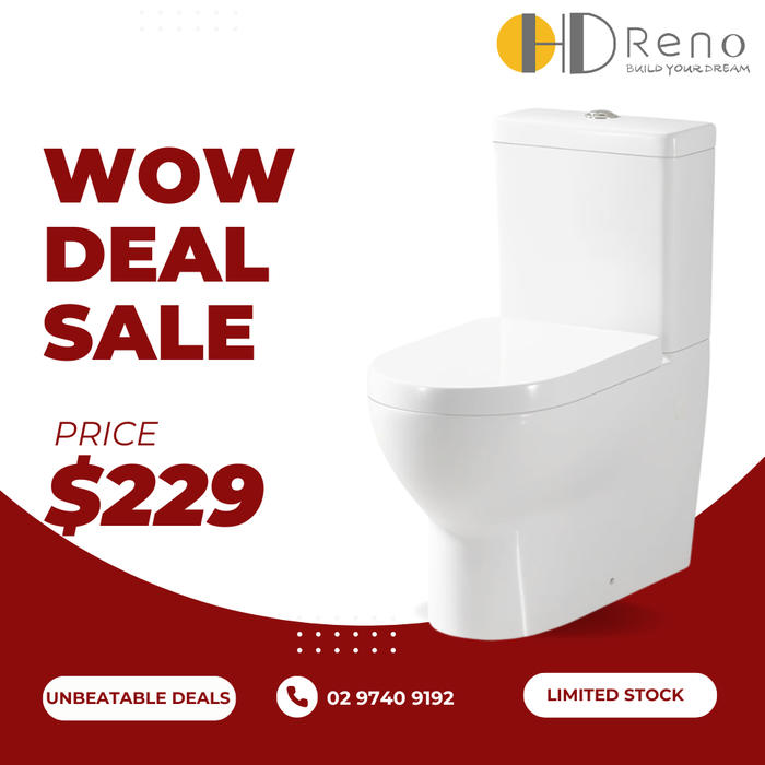 665*375*810mm Poseidon Mercury Gloss White Box Rim Back To Wall Toilet