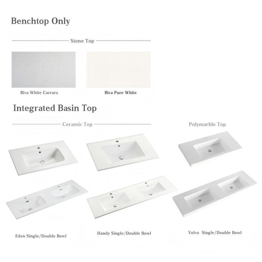 600-1500mm ABS Miami Matt White Shaker Plywood Freestanding(on Kickboard) Vanity Cabinet - HD reno