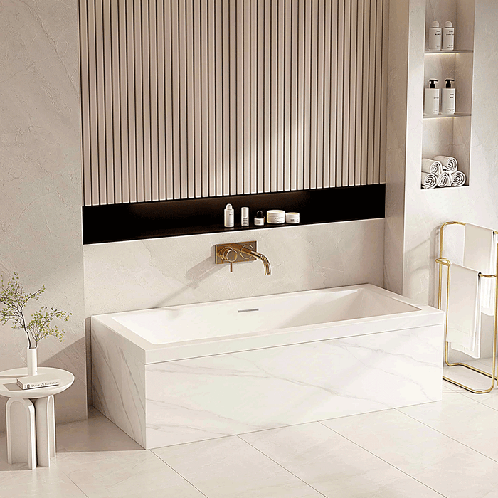 1700/1500*700*440/430mm MER Mira Gloss White Acrylic Rectangle Drop In Baths
