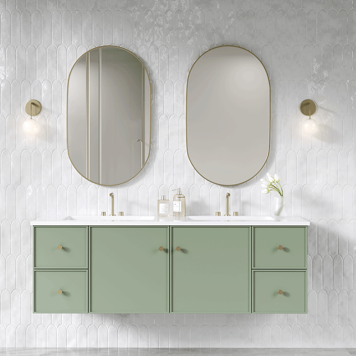 600-1500*455*480mm Poseidon CETO Miami Olive Green PVC Wall Hung Bathroom Vanity Cabinet