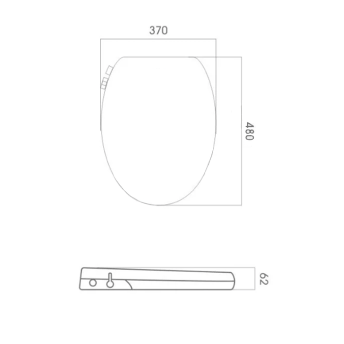 480*370*62mm Aulic Vera PP Non-Electric Toilet Bidet Seat