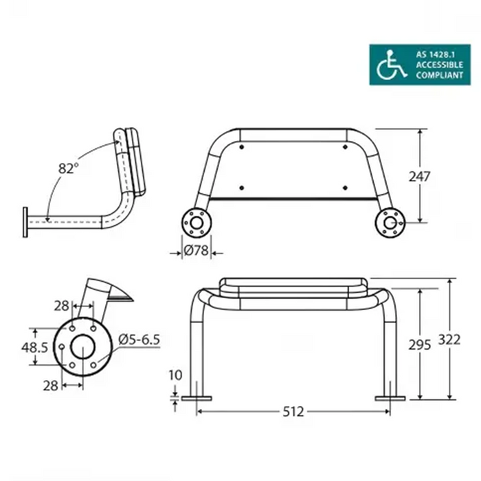 Fienza Accessible Delta Care Kit With Right-Hand 90° Rail