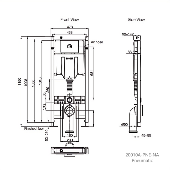 560*370*446mm Kohler Grande Vitreous China Wall Hung Toilet