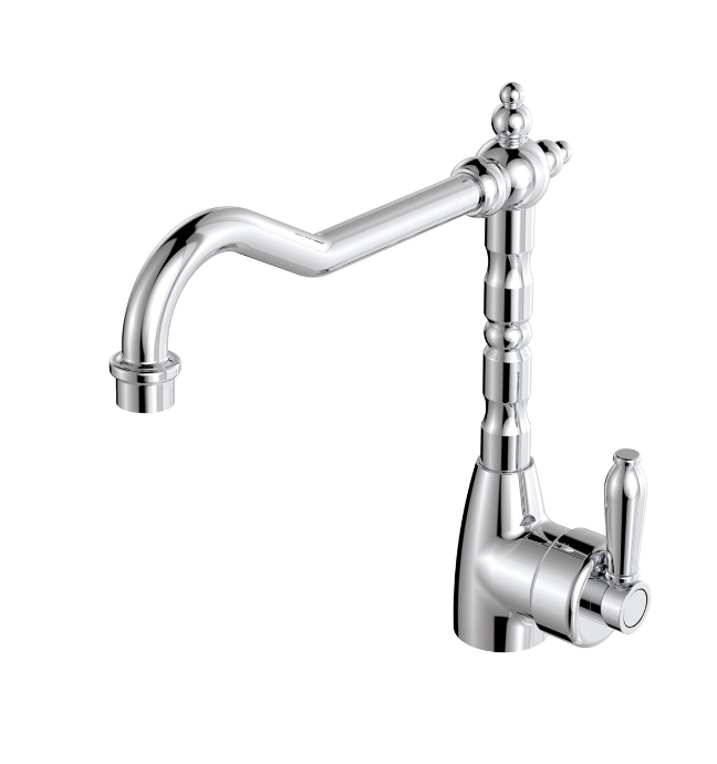Fienza Eleanor Mordern Vintage Shepherds Chrome Solid Brass Swivel Crook Sink Mixer