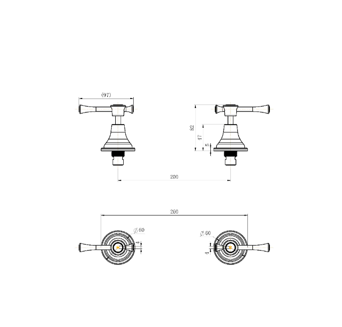 Modernnational Montpellier Brushed Nickel Solid Brass Wall Tops