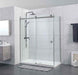 870-1180x2000mm Sliding L Shape Frameless Brushed Nickel 10mm Glass Embedded Circle Handle Shower Screens