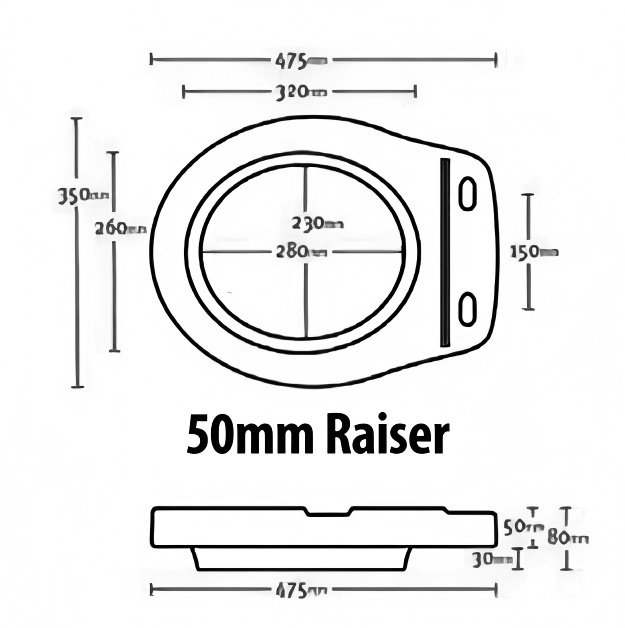 Throne Toilet Seat Raiser Spacer 50mm
