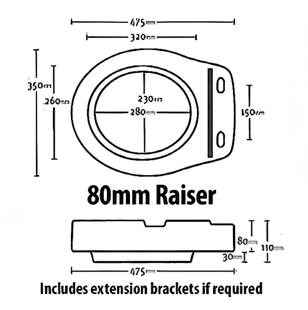 Throne Toilet Seat Raiser Spacer 80mm