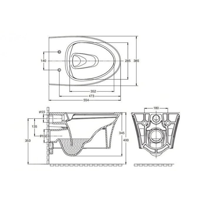 554*385*353mm Kohler Veil Ceramic Gloss White Rimless With C3-255 Bidet Seat Smart Toilet