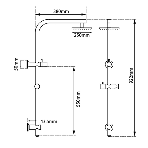 10'' Round Brushed Nickel Shower Station Top Water Inlet(Right Angle) - HD reno