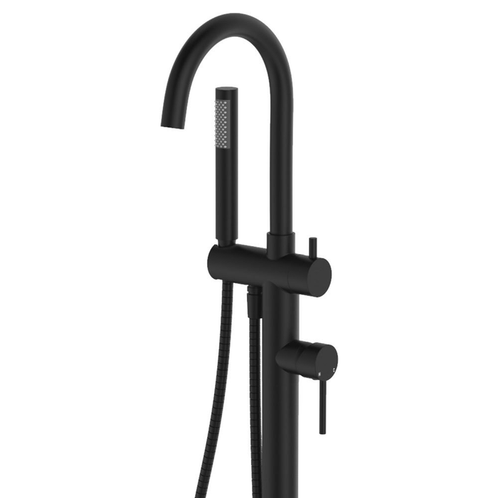 Fienza Kaya Solid Brass Round Floor Mounted Bath Mixer With Hand Shower