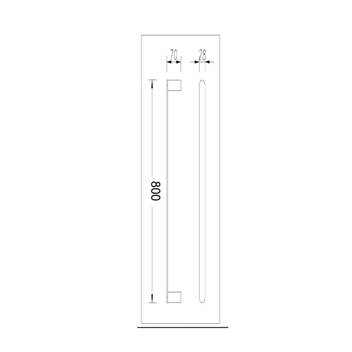 800mm Aquaperla Norico Esperia Solid Brass Round Single Towel Rail