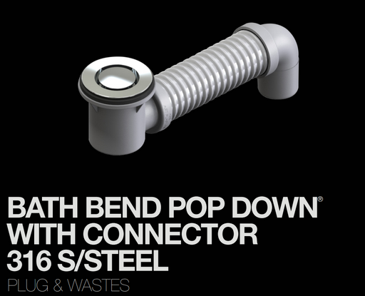 40mm Bath Bend Pop Down With Connector 316 Stainless Steel Commercial Range - HD reno