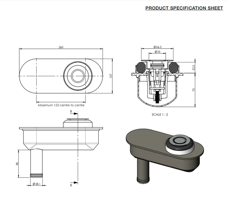 Bathdinger Pop Down 316 Stainless Steel Commercial Range
