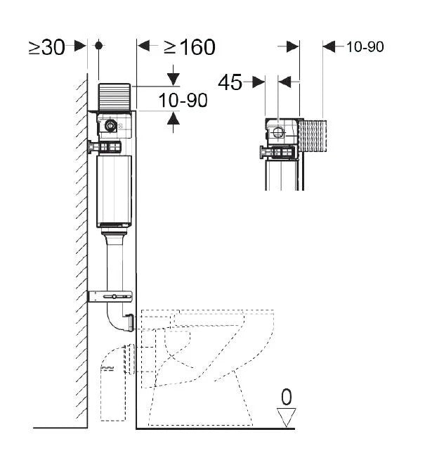 Geberit Alpha 12cm In-wall Cistern – 109cm Installation Height