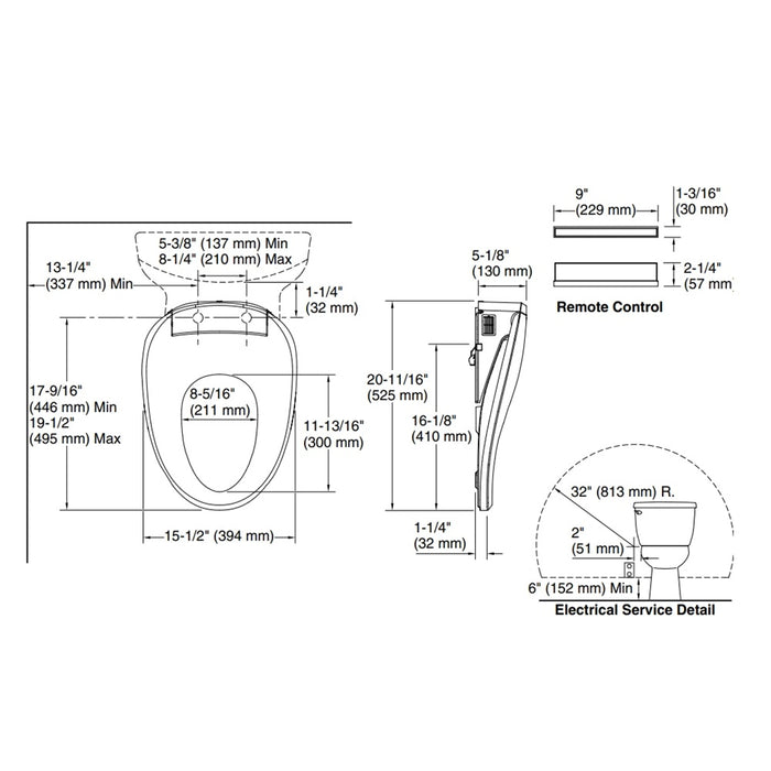 554*385*353mm Kohler Veil Ceramic Gloss White Rimless With C3-255 Bidet Seat Smart Toilet
