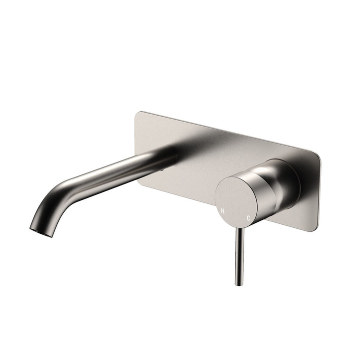 160mm Outlet Fienza Kaya Solid Brass Lead-Free Rectangle Plates Basin/Bath Wall Mixer Set