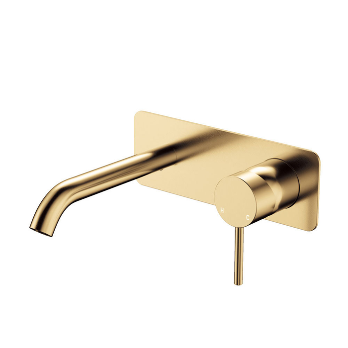 160mm Outlet Fienza Kaya Solid Brass Lead-Free Rectangle Plates Basin/Bath Wall Mixer Set