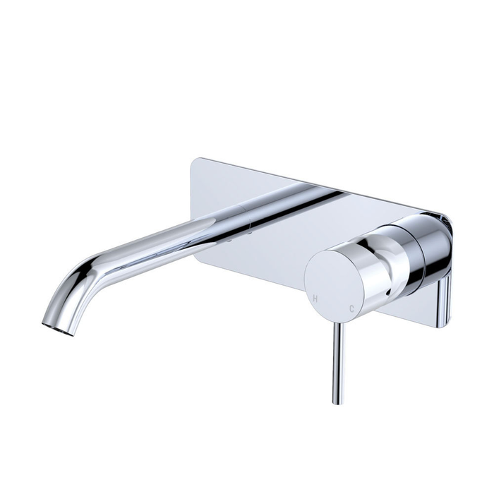 160mm Outlet Fienza Kaya Solid Brass Lead-Free Rectangle Plates Basin/Bath Wall Mixer Set