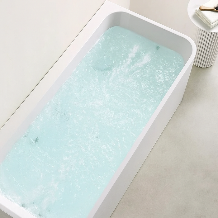 BW FS38 1400/1500/1600/1700mm Gloss White Rectangle 10 Jets Freestanding Spa Baths - HD reno